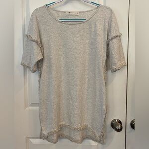 The Impeccable Pig Dress Sz S Light Heathered Grey Frayed Edge Design